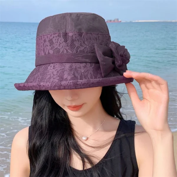 Stylish Women s Vintage Cloche Hat with Beautiful Floral Detail and Wide Brim for Summer Church Events and Outings - Image 4