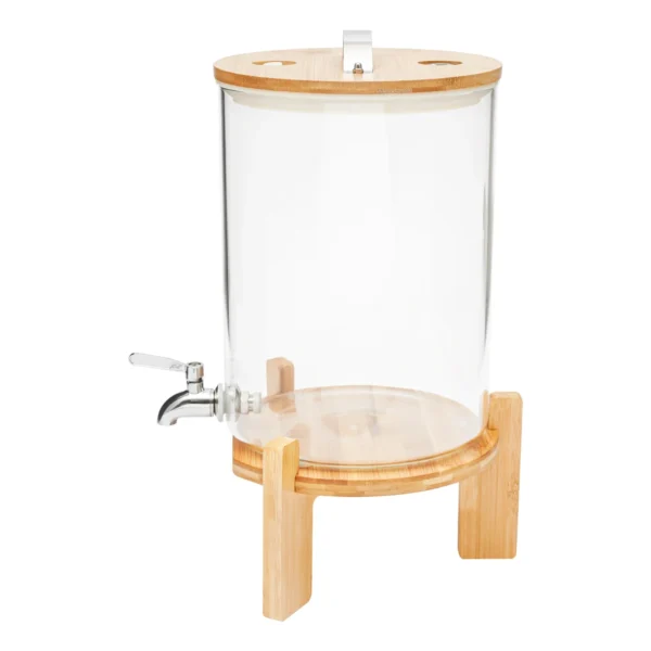Glass Drink Dispenser with Bamboo Stand - 2 Gallon Cold Beverage Dispenser for Parties, Large Lemonade Jar with Spigot (7.5L) - Image 3