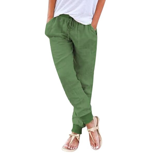 Tops Cotton Linen Drawstring Y2k Cargo Pants Women Streetwear Elastic Waist Pants Casual Trousers With Pockets Straight Trousers - Image 15