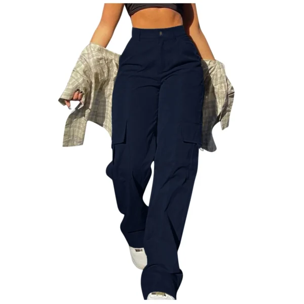 2024 Fashion Harajuku Cotton Linen Trousers Stretch Twill High Waisted Wide Leg Pants Casual Straight Leg Chino Y2k Clothes - Image 9