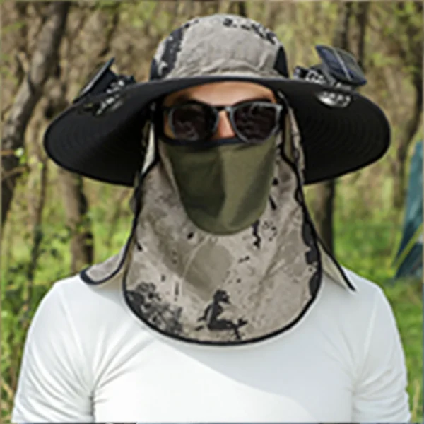 Men Sunshade Hat With USB Rechargeable Fan Men Quick Drying Solar Powered Fan Hat Sun Protective Hat Adult Cooling Fan Visor Hat - Image 4