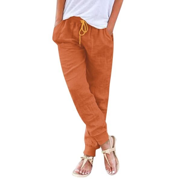 Tops Cotton Linen Drawstring Y2k Cargo Pants Women Streetwear Elastic Waist Pants Casual Trousers With Pockets Straight Trousers - Image 11