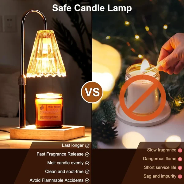 Lightess Candle Warmer Lamp, Electric Candle Lamp Warmer with Timer & Dimmer, Height Adjustable, with 2 Bulbs - Image 6