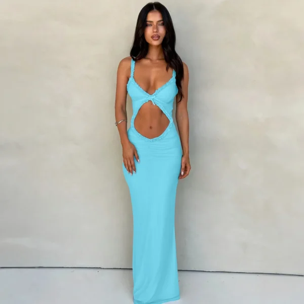 Fashion Backless Cutout Dresses Sexy Beachwear Dresses Birthday Party Midnight Clubwear Solid Color Sleeveless Women Dresses - Image 5