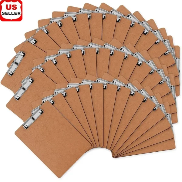 42 Pack Hardboard Clipboards Low Profile Clip A4 Letter Size Eco Friendly Writing Surface School Office Outdoor Use