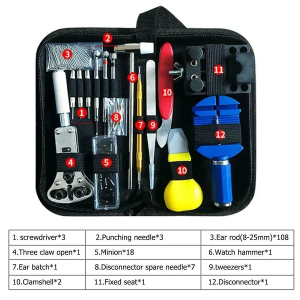 147-Piece Clock Maintenance Hardware Tools Watch Maintenance Open Back Cover Remove Strap Repair Kit - Image 4