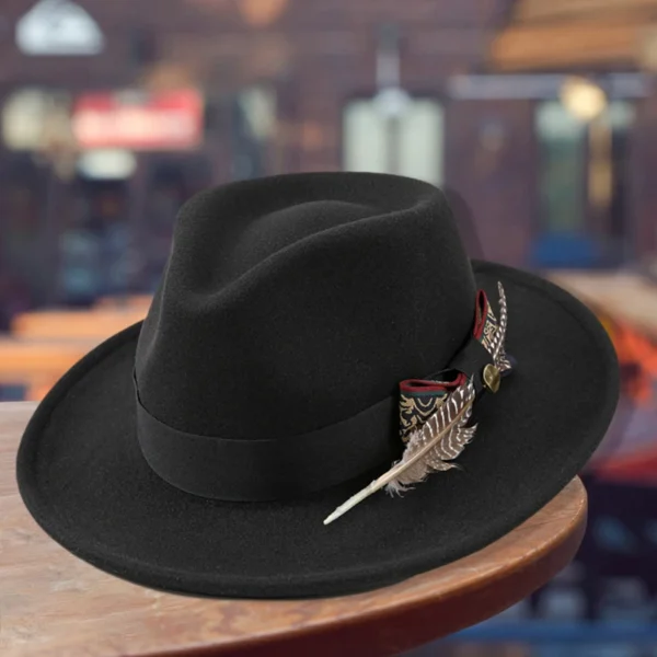 Unisex Classic Fedora Hat with Stylish Feather Detail for Summer Outdoor Events and Jazz Festivals - Vintage Panama Style Felt - Image 4
