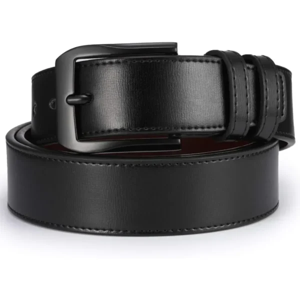 Men’s Casual Leather Jeans Belts 1 1/2” Wide Thick Alloy Prong Buckle Work Dress Belt for Men - Image 2