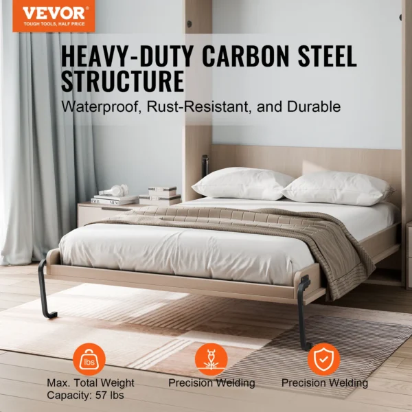 VEVOR Murphy Bed Kit Full Size Vertical Deluxe DIY Wall Mechanical Hardware Pneumatic Lever Heavy Duty Frame for Guestroom - Image 2
