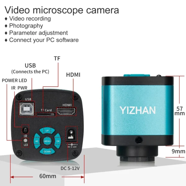 YIZHAN 48MP 4K Electronics Soldering Microscope FULL HD 1080P HDMI Camera USB Software 1-150x Lens Stand Shipping From Europe - Image 3