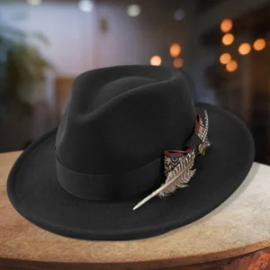 Unisex Classic Fedora Hat with Stylish Feather Detail for Summer Outdoor Events and Jazz Festivals - Vintage Panama Style Felt