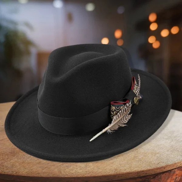 Unisex Classic Fedora Hat with Stylish Feather Detail for Summer Outdoor Events and Jazz Festivals - Vintage Panama Style Felt