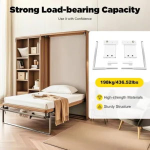 Murphy Wall Bed Springs, Diy Hardware Kit Mechanism For Horizontal And Vertical Mounting, Heavy Duty Support, White, Middle