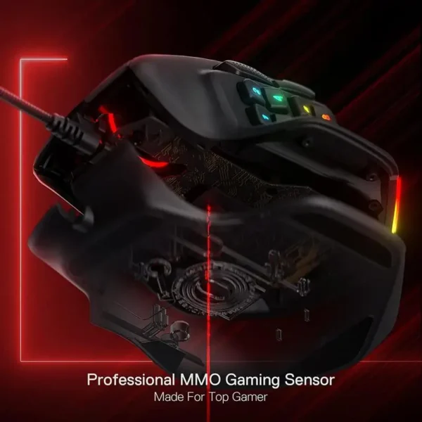 Redragon M811 Aatrox MMO Gaming Mouse, 15 Programmable Buttons Wired RGB Gamer Mouse w/ Ergonomic Natural Grip Build - Image 4