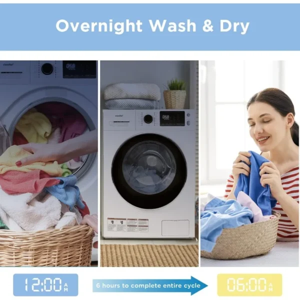 COMFEE’ 24"Washer and Dryer Combo 2.7cu.ft 26lbs Washing Machine Steam Care, Overnight Dry, No Shaking Front Load Full-Automatic - Image 4