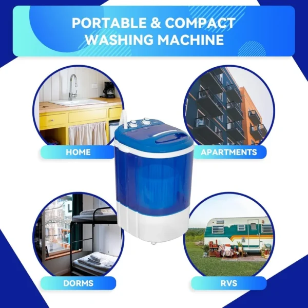 Portable Mini Washing Machine 8 lbs Washing Capacity Semi-Automatic Compact Washer Spinner Small Cloth Washer Laundry Appliances - Image 4