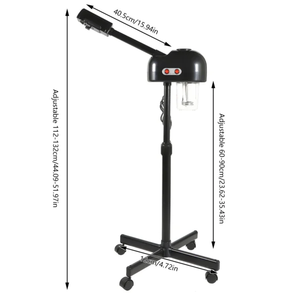 750ml Ozone Facial Steamer Height Adjustable Sprayer 360° Rotatable Movable Skin Care Equipment for Salon Beauty Spa White/Black - Image 6
