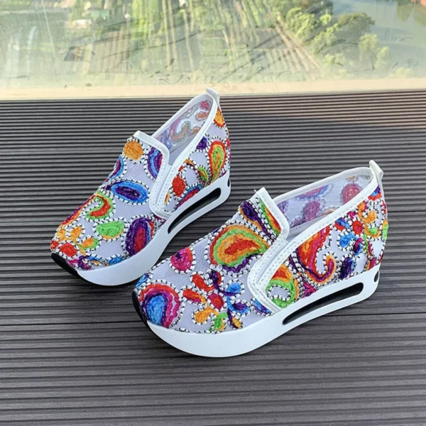 Summer Walking Sandals For Women Women'S Floral Embroidered Mesh Sneakers Casual Breathable Spring And Insulated Casual Shoes - Image 5