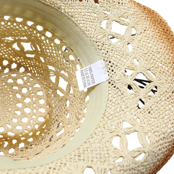 Straw Cowgirl Hat Unisex Beach Hat Cow Boy Hat With Hat Band For Men Women Breathable Lightweight Sun Protection - Image 6