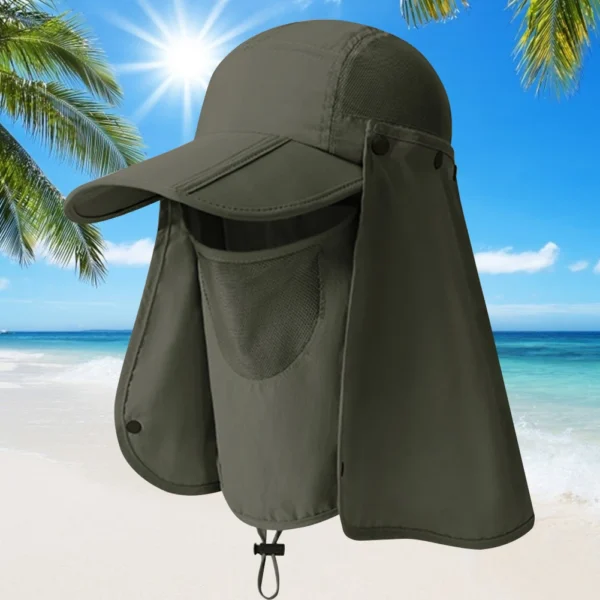 Unisex Neck Face Flap Hat UV Protection Removable Sunshade Hat Breathable Ear Neck Cover Caps Quick Drying for Riding Fishing - Image 3