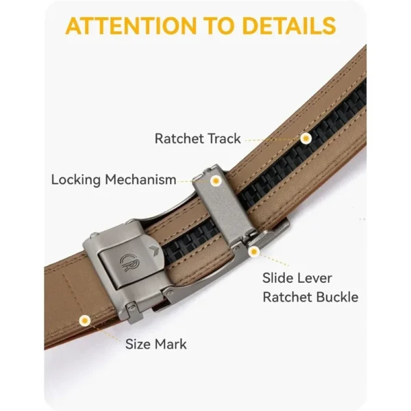 Mens Belt Leather Ratchet Belt - Customizable Fit, Effortless Style (35mm) - Image 4