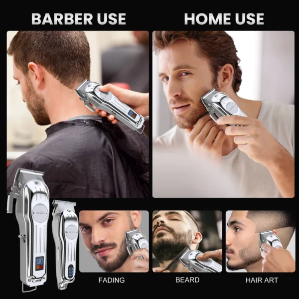 Sejoy Professional Combo Kits Hair Clipper Electric Hair Trimmer kits For Men Rechargeable Cordless Haircut Machine for Barber - Image 6