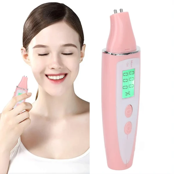 Facial Skin Tester Smart Display Skin Care Portable Digital Skin Detector Pen for Home Beauty Salon Pink