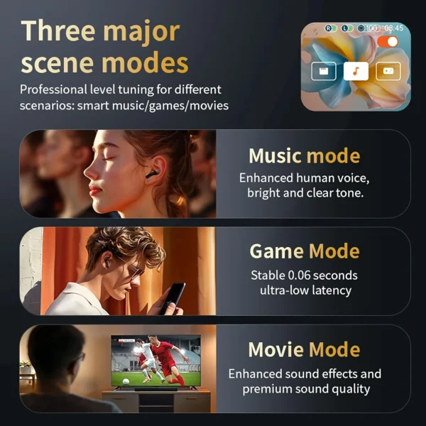 Active Noise Cancelling Bluetooth Earbuds ANC with Smart Touch Screen TWS True Wireless Ear Buds Earphones for iPhone Android - Image 4