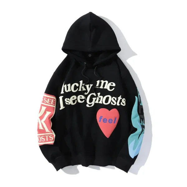 kanye Foamed love letters graffiti print hoodie for men and women with fleece jacket - Image 5