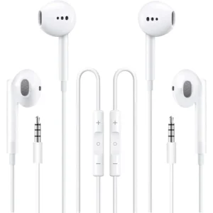 2 Pack Wired Earbuds with Mic, Volume Control, Compatible with iPhone/iPad/Android/PC & 3.5mm Devices