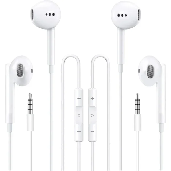 2 Pack Wired Earbuds with Mic, Volume Control, Compatible with iPhone/iPad/Android/PC & 3.5mm Devices