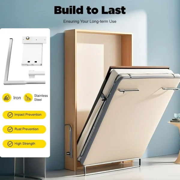 Murphy Wall Bed Springs, Diy Hardware Kit Mechanism For Horizontal And Vertical Mounting, Heavy Duty Support, White, Middle - Image 5