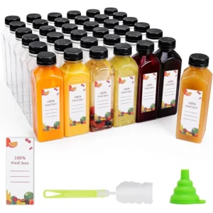 Plastic Juice Bottles 150 pcs 16 oz Empty Plastic Water Bottles with Caps Reusable Clear Beverage Containers for Drinking, Juici
