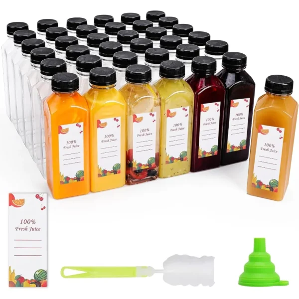 Plastic Juice Bottles 150 pcs 16 oz Empty Plastic Water Bottles with Caps Reusable Clear Beverage Containers for Drinking, Juici