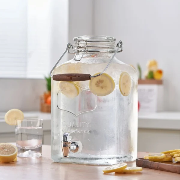 Glass 2-Gallon Beverage Dispenser with Glass Clamp Lid - Image 2