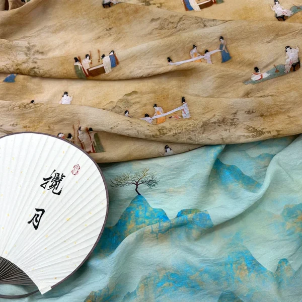 Summer Thin Linen New Chinese Style Dress Fabric， Figure National Style Cheongsam Shirt Fabric - Image 3
