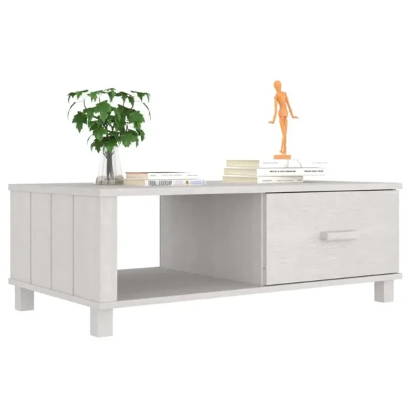 White Solid Pine Wood Coffee Table Medium Modern Design Living Room Furniture - Image 4
