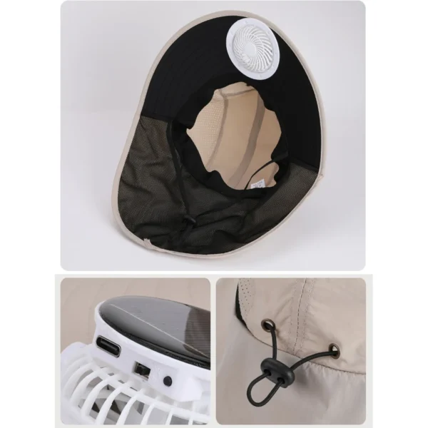 Summer Children's Solar Fan Hat Sunshade Hat Sun Protection Hat with fan USB Charging Outdoor Wide Brim Garden Hats Kids Sunhat - Image 6