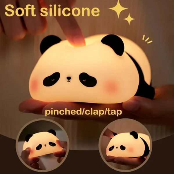 Adorable Panda Shape Night Light - Gift for Kids/Baby Shower Dimmable Silicone LED Mood Lamp Bedroom Ambient Lighting - Image 6