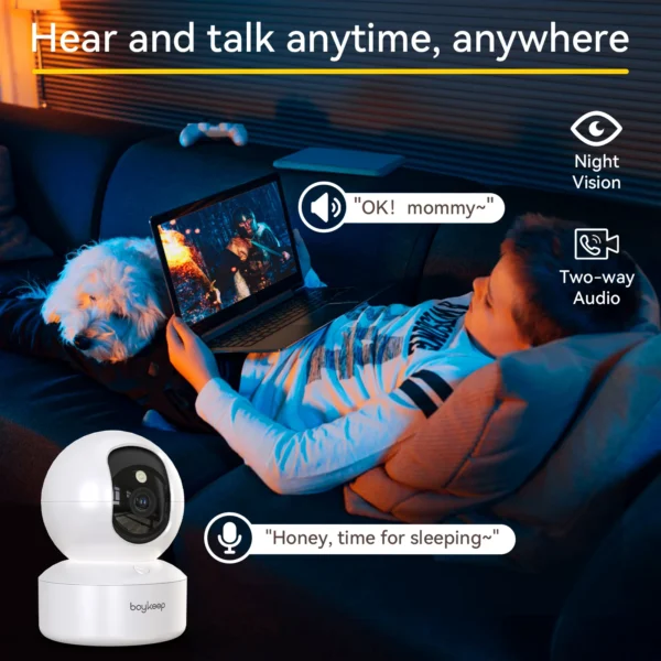BoyKeep 3MP 5G/2.4GHz WiFi Indoor Home Security IP Smart Baby Monitor Camera Automatic Tracking 24/7 Video Surveillance Camera - Image 6