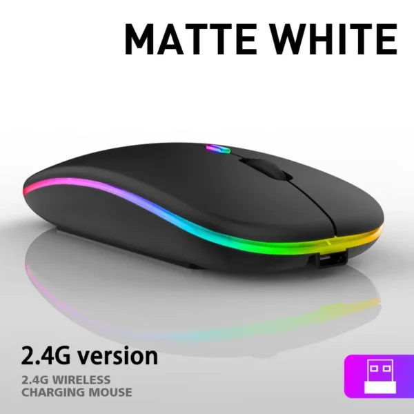 Bluetooth Rechargeable Wireless Mouse USB 2.4GHz RGB Single-mode Mouse Suitable for Laptops Tablets Macbooks Gaming Mice - Image 2