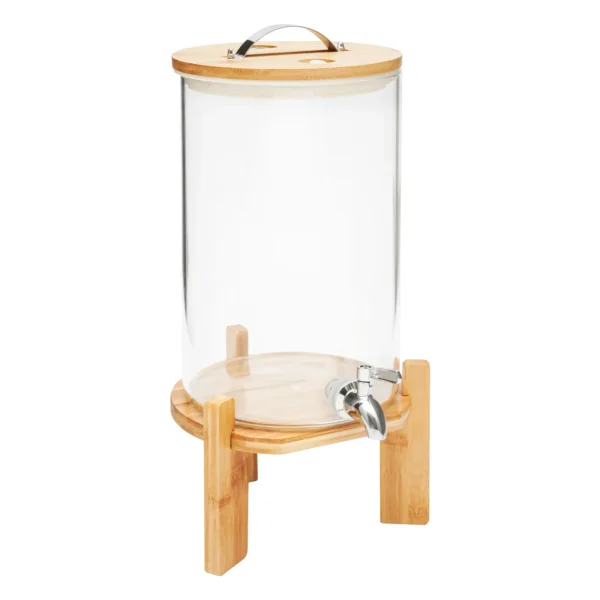 Glass Drink Dispenser with Bamboo Stand - 2 Gallon Cold Beverage Dispenser for Parties, Large Lemonade Jar with Spigot (7.5L) - Image 2