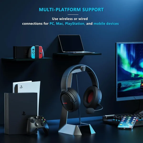 BINNUNE 2.4G Wireless Gaming Headset for PS5 PS4 PC NS Bluetooth USB Gamer Headphones with Noise Canceling Mic Work Earpones - Image 2