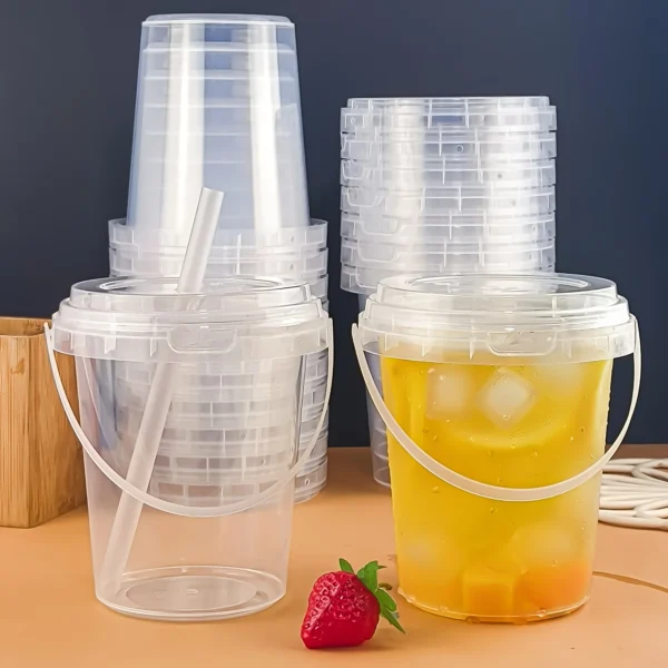 10pcs 33.81oz Large Plastic Cups with Lids & Straws - Reusable, Bpa-Free Beverage Tumblers for Iced Drinks,party Ice Buckets - Image 2