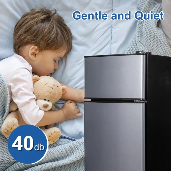Mini Fridge with Freezer, 2.9 Cu.Ft Small Fridge, Energy Saving, Low Noise,7 Adjustable Thermostat, Double Door Refrigerator - Image 3