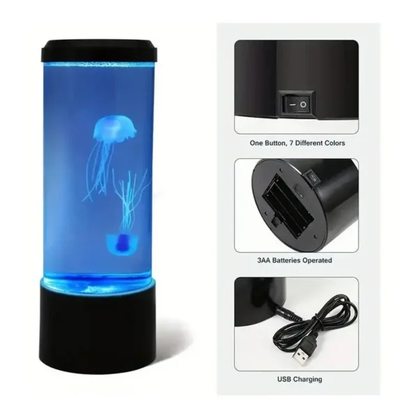 Jellyfish Night Light LED Night Light USB 7 Color USB Changing Jellyfish Lamp Small Mood Light Aquarium Electric Light Lamp - Image 2