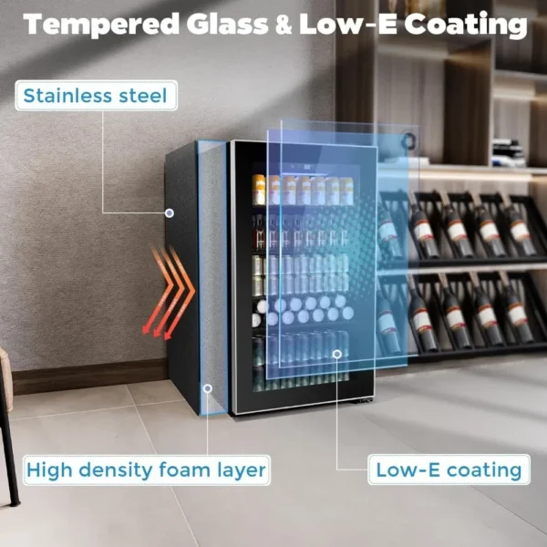 Beverage Refrigerator and Cooler, Mini Fridge 130 Can, Little Cooler with Digital Display 32~61℉, Refrigerator with 4 Shelves - Image 5