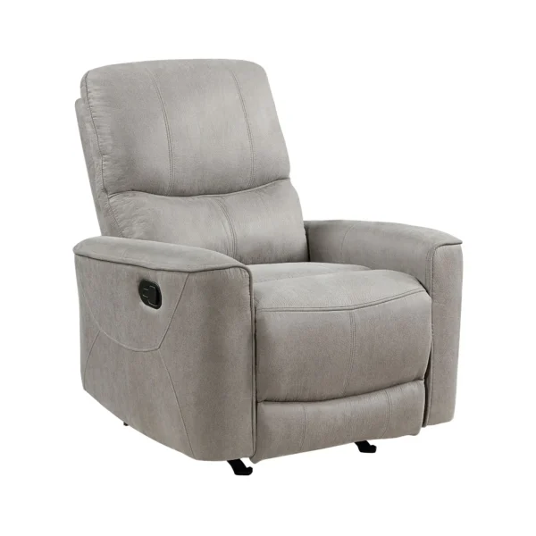 Modern Transitional Style Rocker Reclining Chair 1pc Gray Polished Microfiber Living Room Furniture Gentle Rocking Motion - Image 3
