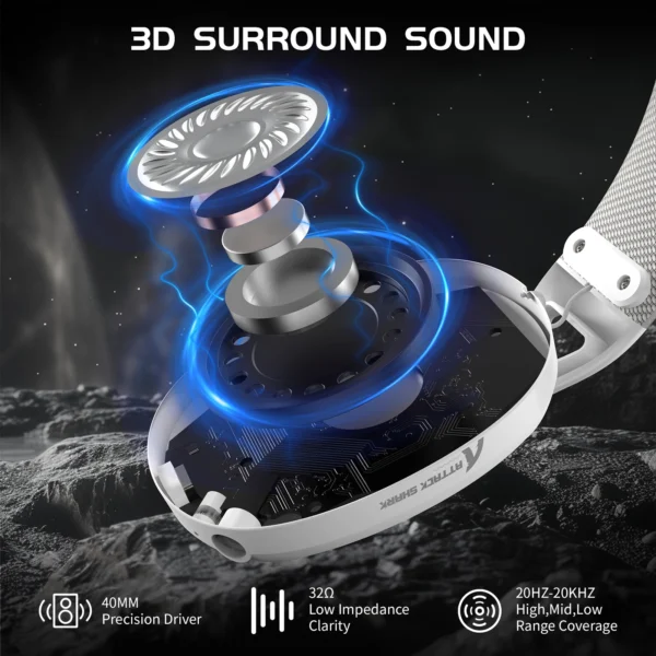 ATTACK SHARK L80 Ultra-Light Tri-Mode Gaming Headset Lightweight Wireless Gaming Headset for PC/PS4/PS5/Switch/Xbox - Image 3