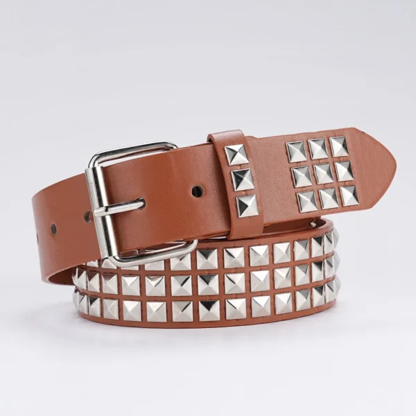 2023 Mens and Womens Leather Belts Vintage Punk Pyramid Rivet Belts Ladies Luxury Street Designs Black Belts Jeans For Women - Image 5